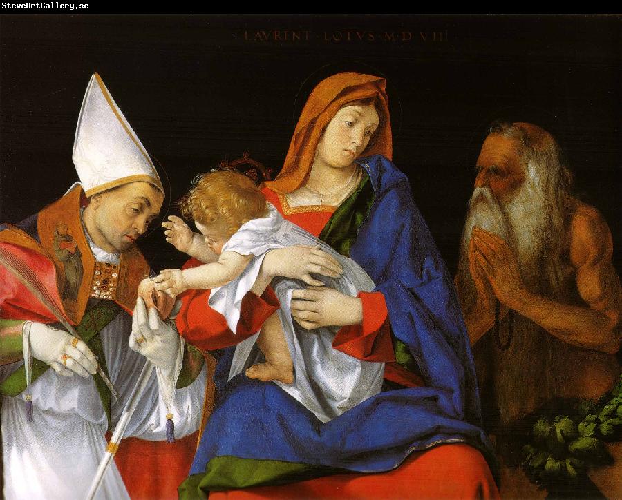 Lorenzo Lotto Madonna with Child between Sts Flavian and Onuphrius